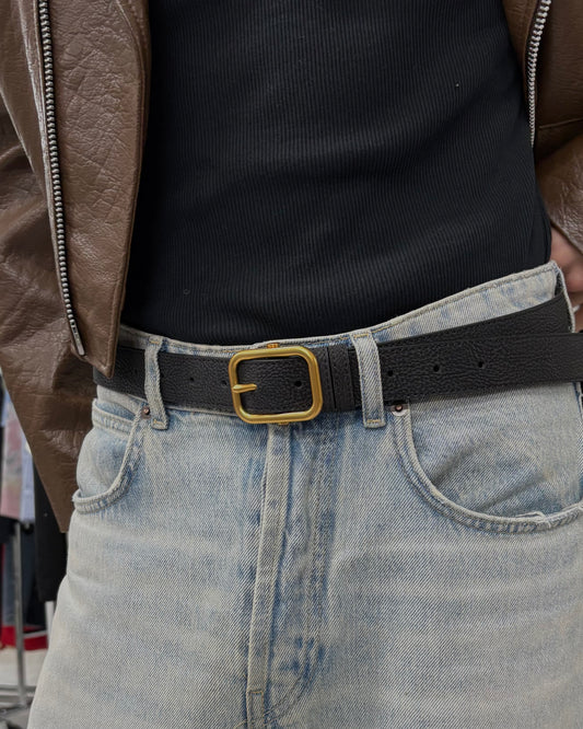 MAGNOLIA Gold Buckle Leather Belt(BLACK,BROWN,BEIGE) 商品画像3/11