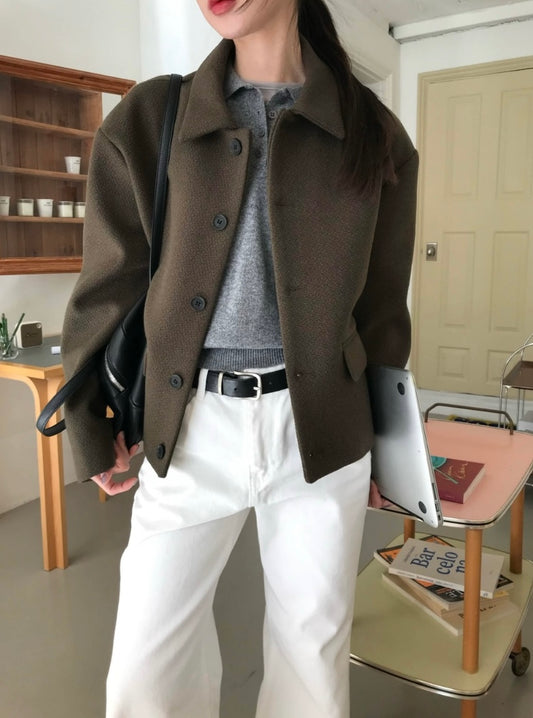 MAGNOLIA Heinz Cropped Jacket(KHAKI,BLACK) 商品画像1/6