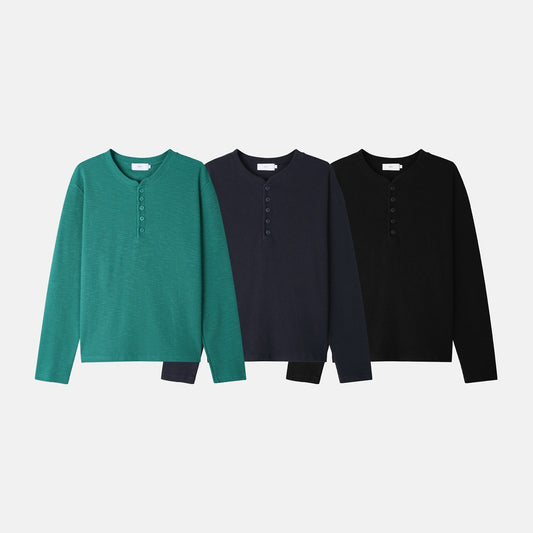 MAGNOLIA Henley Neck McCoy Long Sleeve Tee(GREEN,NAVY,BLACK) 商品画像12/12