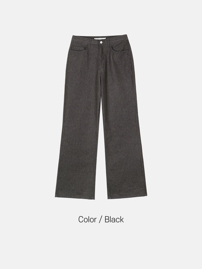 MAGNOLIA Herringbone Stripe Wide Pants(BLACK,DARK BLUE) 商品画像2/5