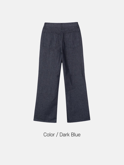 MAGNOLIA Herringbone Stripe Wide Pants(BLACK,DARK BLUE) 商品画像4/5