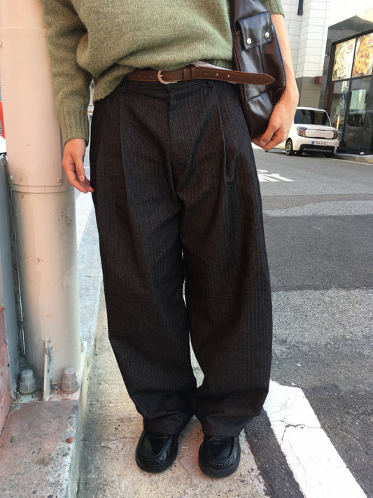 MAGNOLIA Herringbone Wide Slacks(BROWNKHAKI,NAVY,BLACK) 商品画像3/22