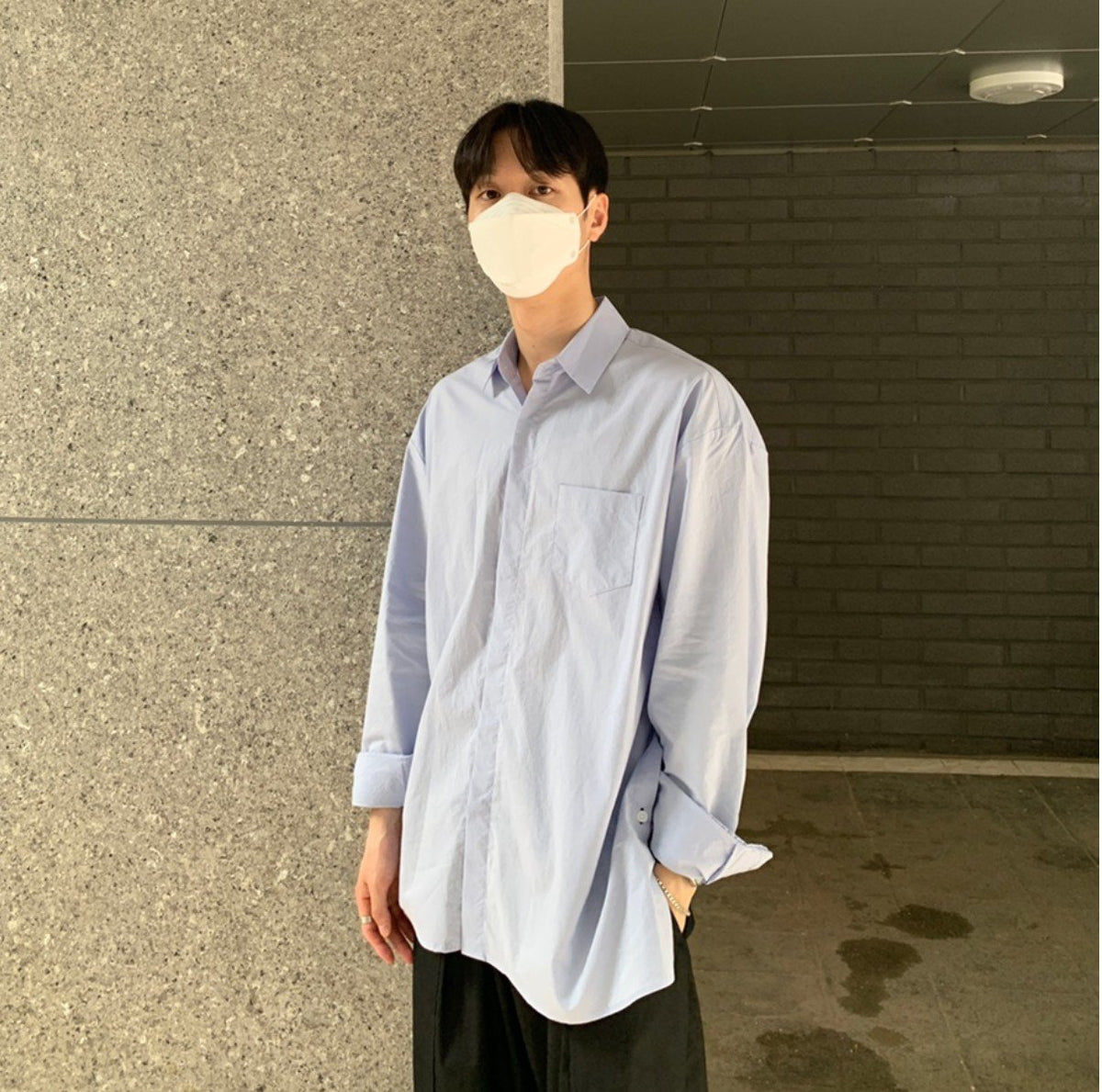 MAGNOLIA Hidden Side Slit Shirt(BLUE,WHITE,MINT) 商品画像6/10