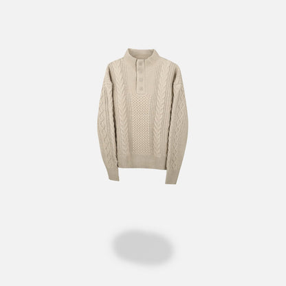 MAGNOLIA High-Neck Cable Henley Knit(BEIGE,NAVY,BLACK) 商品画像4/9