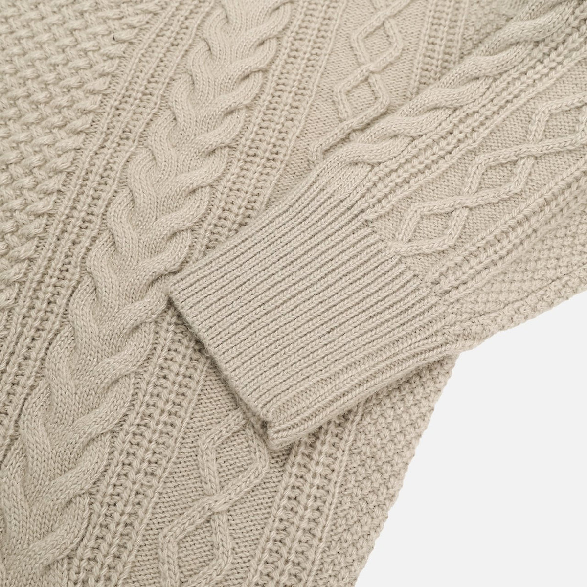 MAGNOLIA High-Neck Cable Henley Knit(BEIGE,NAVY,BLACK) 商品画像6/9