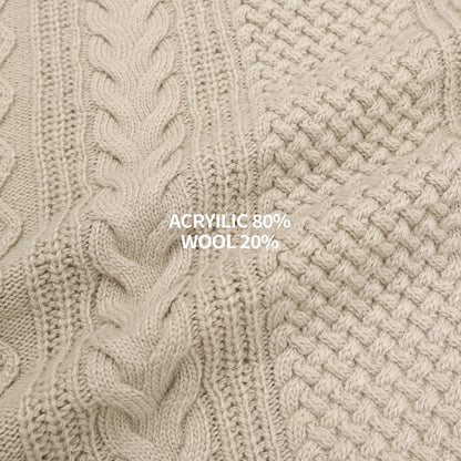 MAGNOLIA High-Neck Cable Henley Knit(BEIGE,NAVY,BLACK) 商品画像8/9