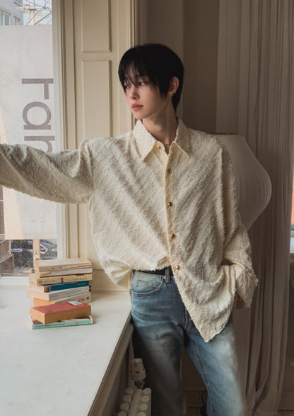 MAGNOLIA Jacquard Fringe Shirt(BLACK,IVORY) 商品画像16/26