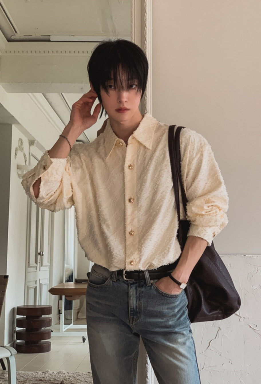 MAGNOLIA Jacquard Fringe Shirt(BLACK,IVORY) 商品画像17/26
