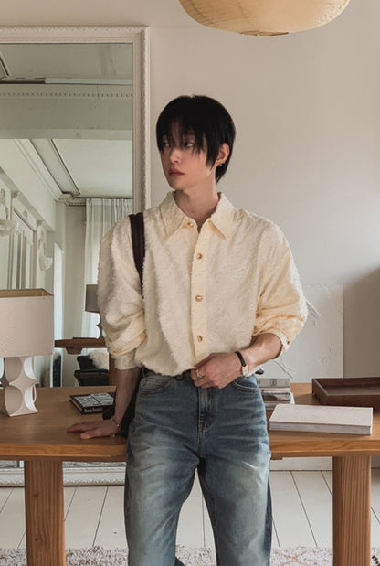 MAGNOLIA Jacquard Fringe Shirt(BLACK,IVORY) 商品画像19/26