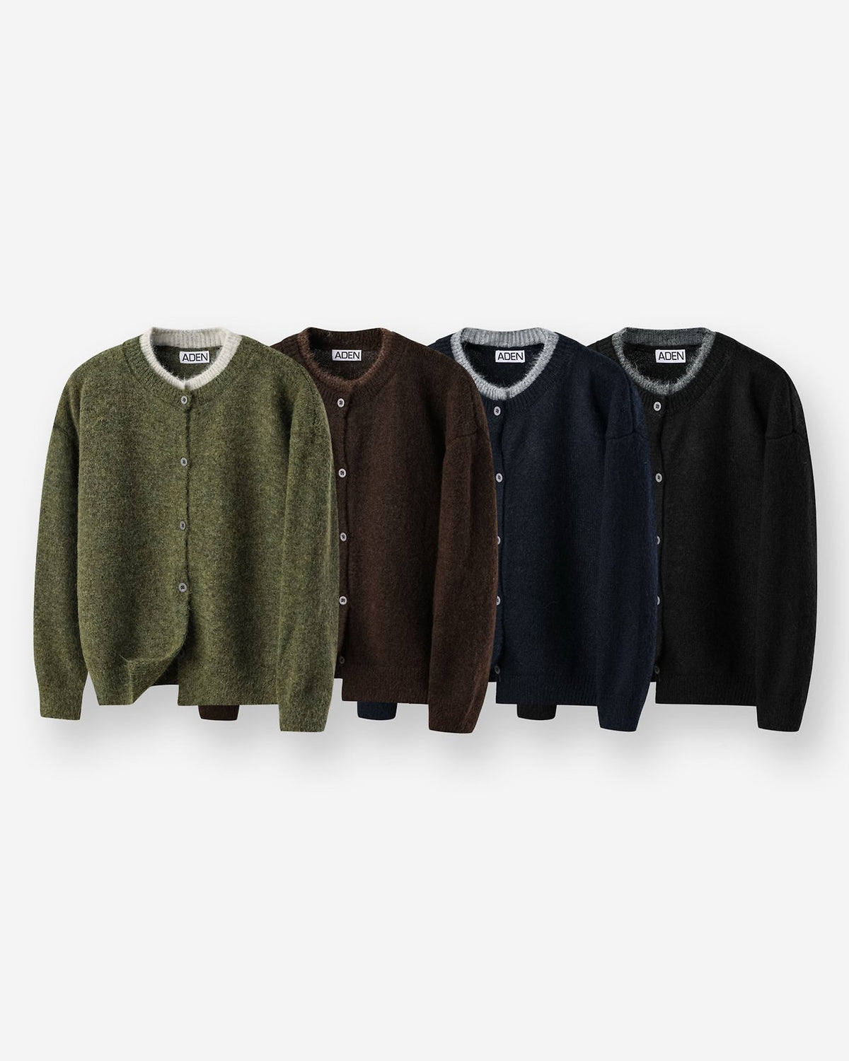 MAGNOLIA Layered Wool Knit Cardigan(KHAKI,BROWN,NAVY,BLACK) 商品画像1/7