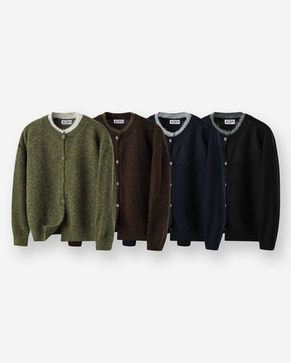 MAGNOLIA Layered Wool Knit Cardigan(KHAKI,BROWN,NAVY,BLACK) 商品画像1/7