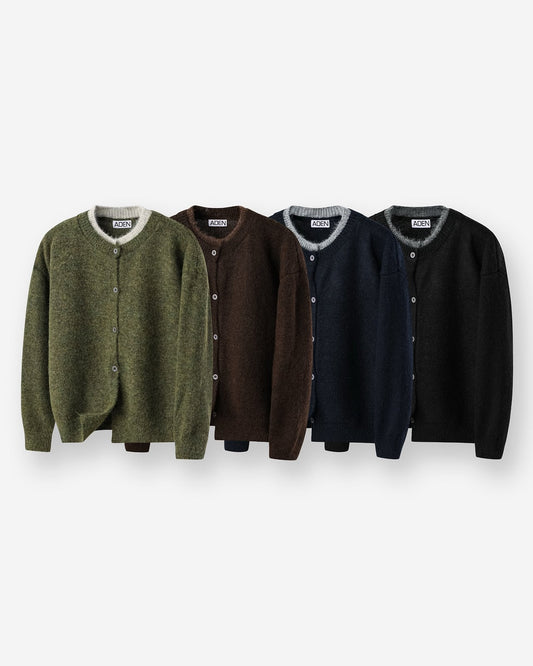MAGNOLIA Layered Wool Knit Cardigan(KHAKI,BROWN,NAVY,BLACK) 商品画像1/7