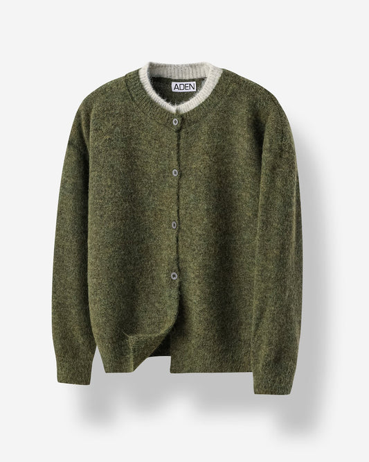 MAGNOLIA Layered Wool Knit Cardigan(KHAKI,BROWN,NAVY,BLACK) 商品画像2/7
