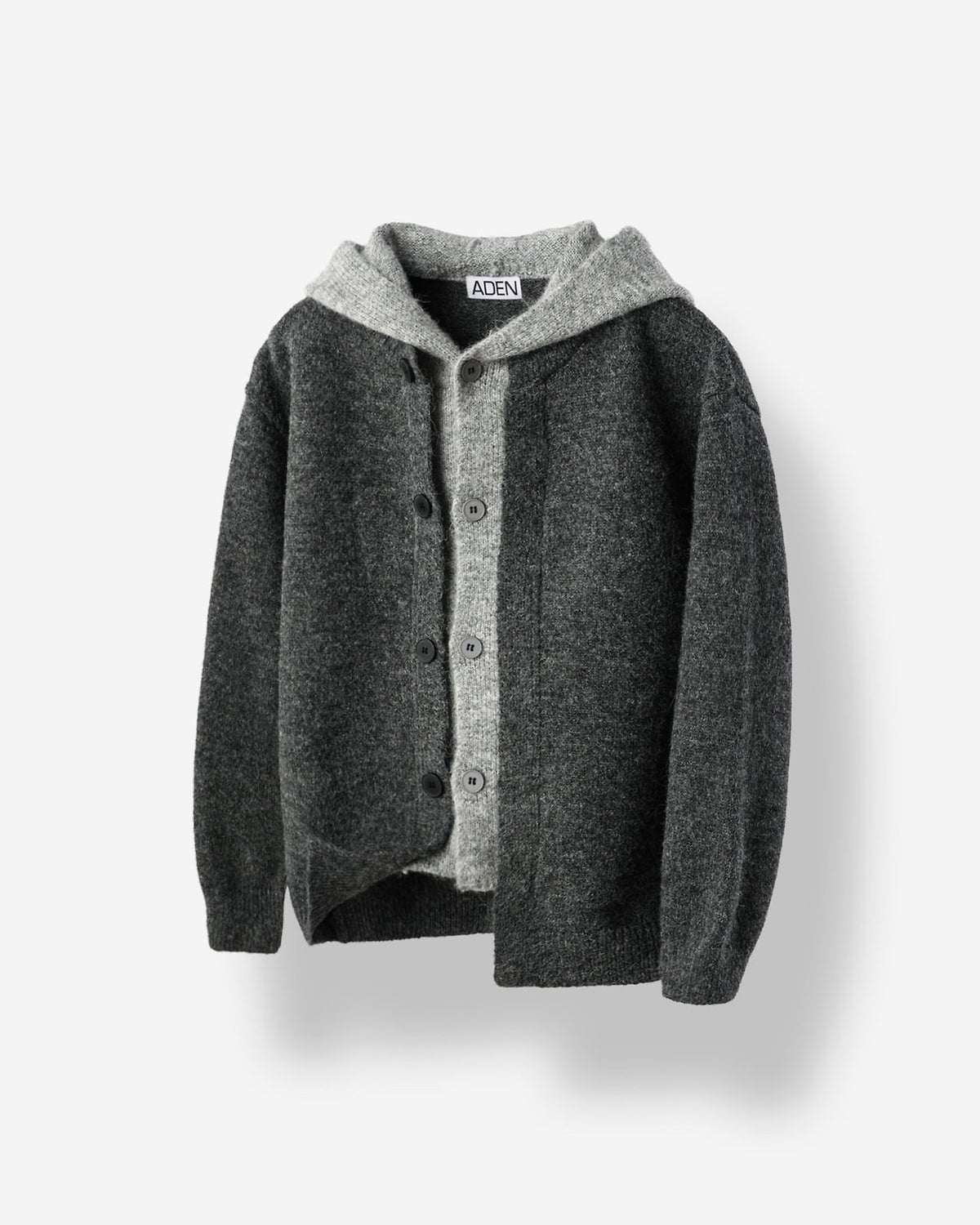 MAGNOLIA Layered Wool Knit Hood Zip-Up(LIGHT GRAY,CHARCOAL) 商品画像3/8