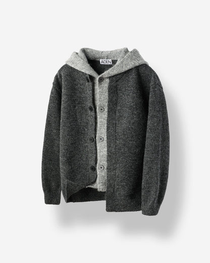 MAGNOLIA Layered Wool Knit Hood Zip-Up(LIGHT GRAY,CHARCOAL) 商品画像3/8