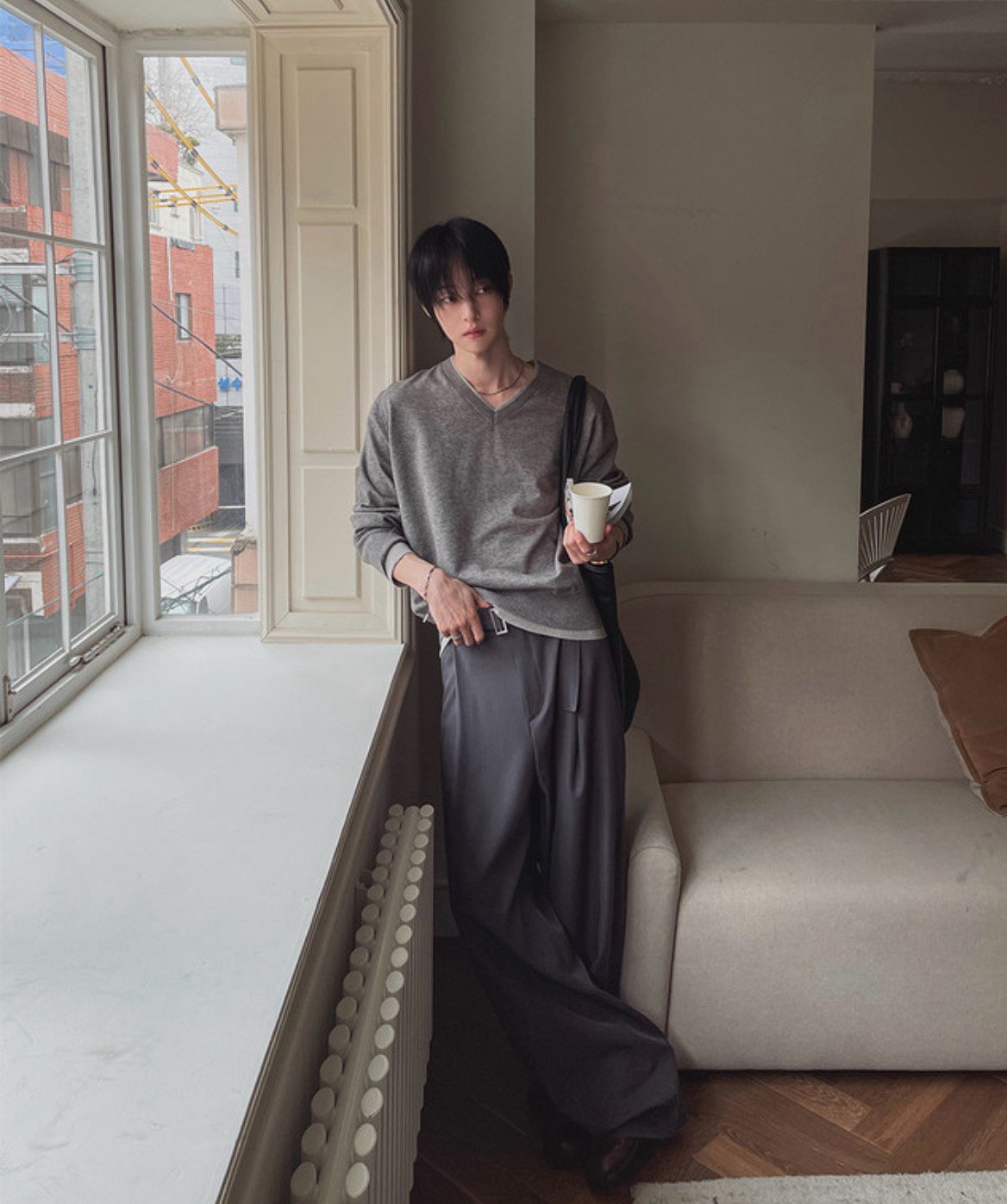 MAGNOLIA Loop Belted Wide Pants(BROWN,CHARCOAL,BLACK) 商品画像4/21