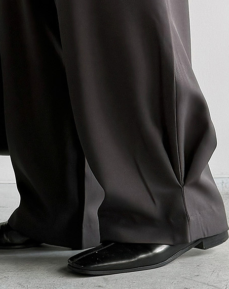 MAGNOLIA Luen Plain Wide Trousers(BLACK,NAVY,CHARCOAL) 商品画像3/23