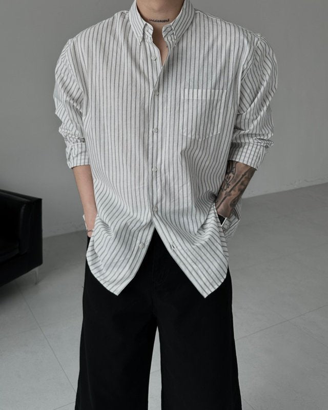 MAGNOLIA Mauve Stripe Shirt(GRAY,BLACK) 商品画像1/28
