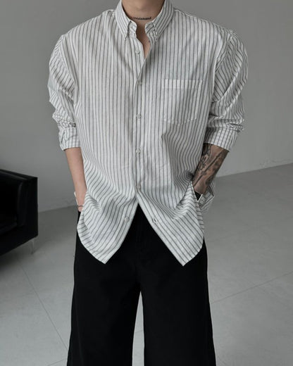 MAGNOLIA Mauve Stripe Shirt(GRAY,BLACK) 商品画像1/28