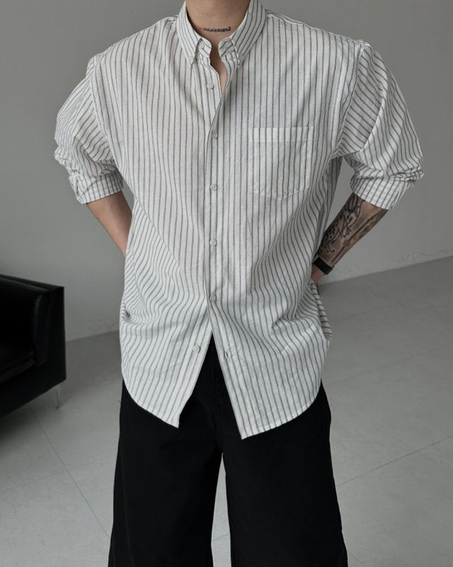 MAGNOLIA Mauve Stripe Shirt(GRAY,BLACK) 商品画像4/28
