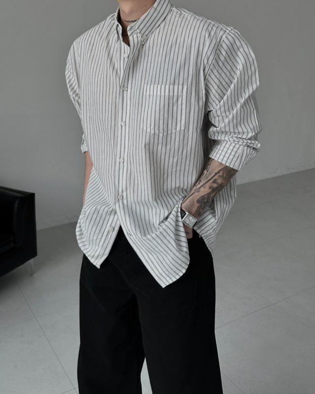 MAGNOLIA Mauve Stripe Shirt(GRAY,BLACK) 商品画像7/28