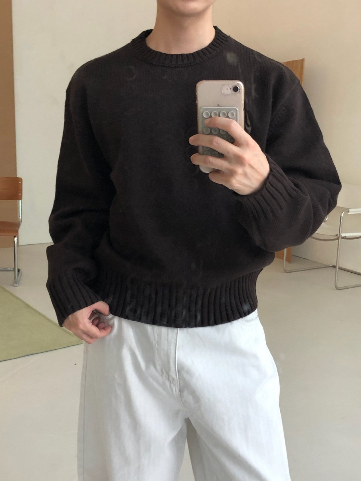 MAGNOLIA Minew Round Knit(GRAY,BROWN,NAVY,BLACK) 商品画像5/12