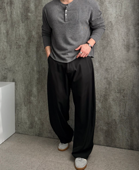MAGNOLIA Minimal Drape Wide Slacks(GRAY,BLACK,NAVY) 商品画像4/18