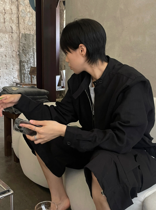 MAGNOLIA Minimal Stand Collar Zip Jacket(BLACK,BEIGE) 商品画像5/24