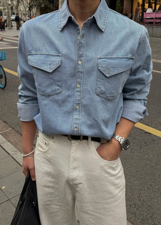 MAGNOLIA Modern Western Denim Shirt(LIGHT BLUE,MIDIUM BLUE) 商品画像1/25