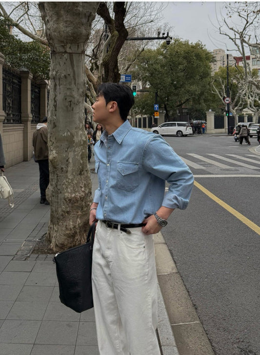MAGNOLIA Modern Western Denim Shirt(LIGHT BLUE,MIDIUM BLUE) 商品画像2/25