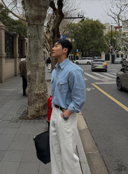 MAGNOLIA Modern Western Denim Shirt(LIGHT BLUE,MIDIUM BLUE) 商品画像3/25