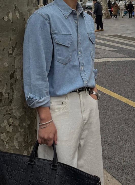 MAGNOLIA Modern Western Denim Shirt(LIGHT BLUE,MIDIUM BLUE) 商品画像5/25