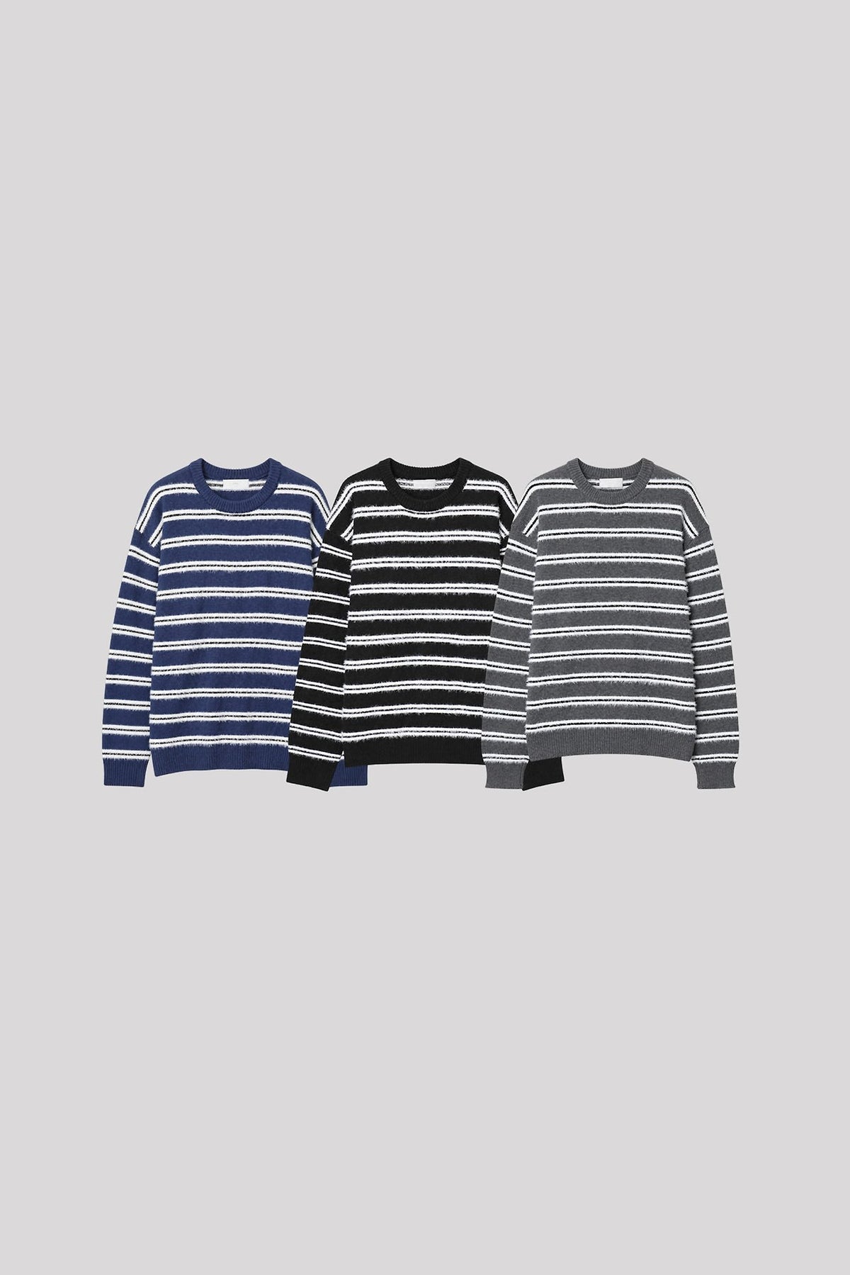 MAGNOLIA Multi Stripe Hairy Knit(BLUE,GRAY,BLACK) 商品画像1/9