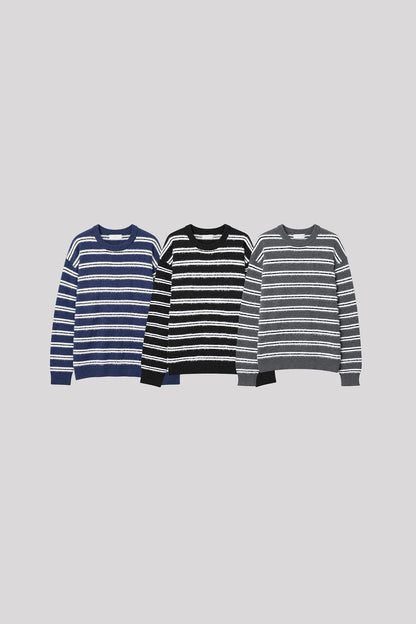 MAGNOLIA Multi Stripe Hairy Knit(BLUE,GRAY,BLACK) 商品画像1/9