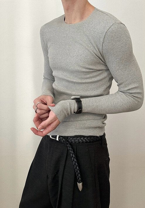 MAGNOLIA Naive Slim Rib T-Shirt(IVORY,GREY,CHARCOAL,BLACK) 商品画像1/19