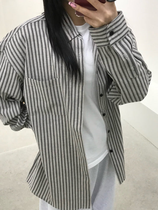 MAGNOLIA Noi Stripe Shirt(BEIGE,NAVY,BROWN) 商品画像2/22