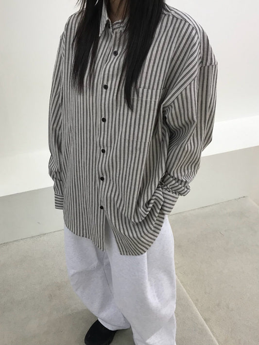 MAGNOLIA Noi Stripe Shirt(BEIGE,NAVY,BROWN) 商品画像3/22