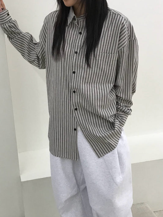 MAGNOLIA Noi Stripe Shirt(BEIGE,NAVY,BROWN) 商品画像4/22