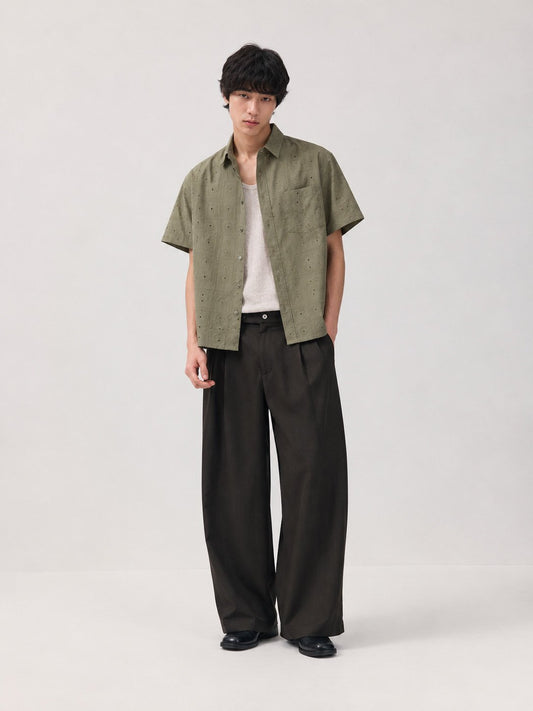 MAGNOLIA Orbit Eyelet Crop Shirt(KHAKI,CREAM,BLACK) 商品画像2/13