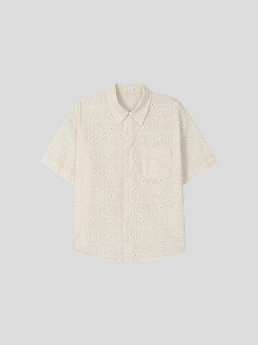 MAGNOLIA Orbit Eyelet Crop Shirt(KHAKI,CREAM,BLACK) 商品画像4/13