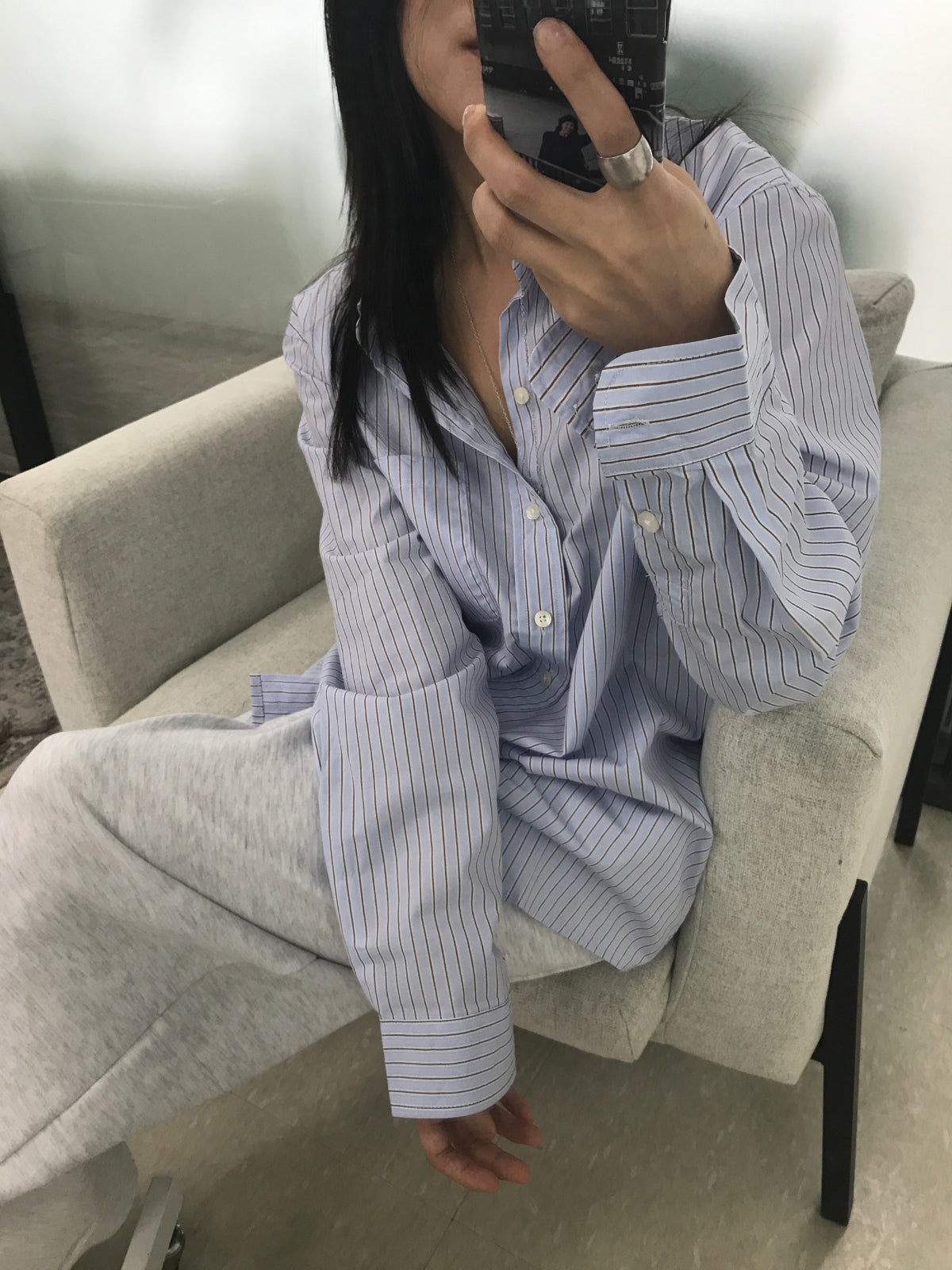 MAGNOLIA Oversized Stripe Shirt 韓国メンズファッション 01