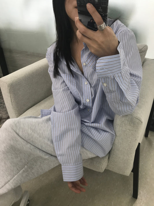 MAGNOLIA Oversized Stripe Shirt 韓国メンズファッション 01