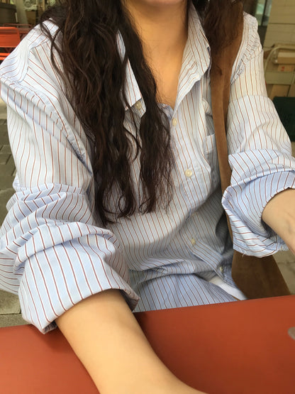 MAGNOLIA Oversized Stripe Shirt 韓国メンズファッション 06