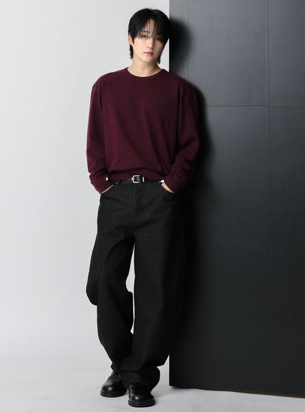MAGNOLIA Passive Sewing Round Knit(IVORY,MELANGE GRAY,PURPLE,BLACK) 商品画像2/27