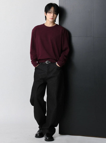 MAGNOLIA Passive Sewing Round Knit(IVORY,MELANGE GRAY,PURPLE,BLACK) 商品画像2/27