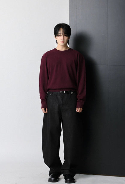MAGNOLIA Passive Sewing Round Knit(IVORY,MELANGE GRAY,PURPLE,BLACK) 商品画像6/27