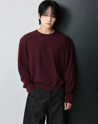 MAGNOLIA Passive Sewing Round Knit(IVORY,MELANGE GRAY,PURPLE,BLACK) 商品画像23/27