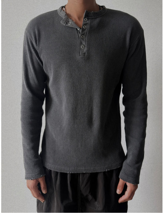 MAGNOLIA Peak Ribbed Henle Long Sleeve Tee(BEIGE,BROWN,CHARCOAL,BLACK,GRAY) 商品画像1/26