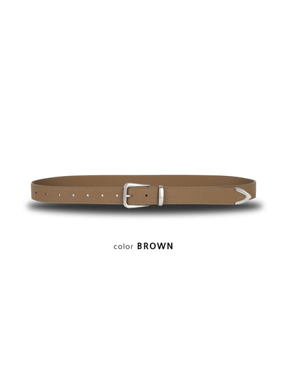 Pebbled Tip Belt BROWN detail