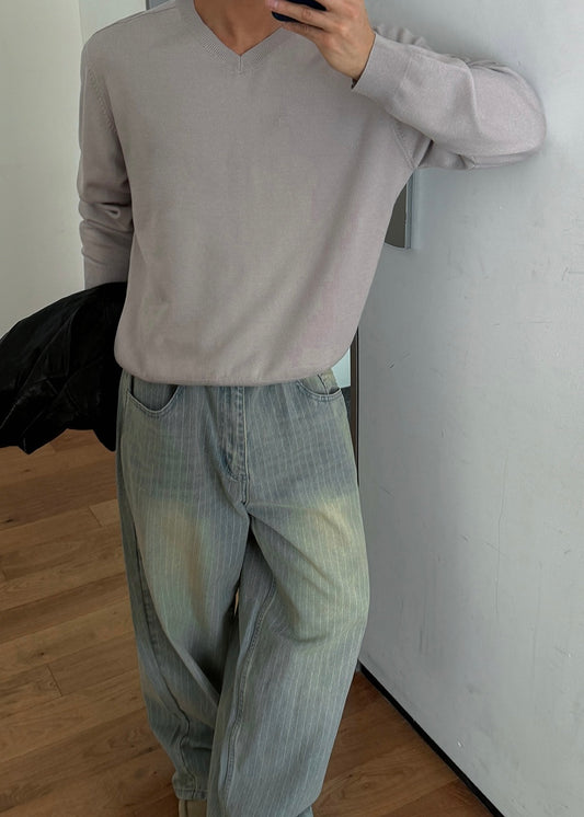 MAGNOLIA Pickle Stripe Curved Denim Pants(I/BLUE(インディゴブルー),L/BLUE(ライトブルー)) 商品画像2/22
